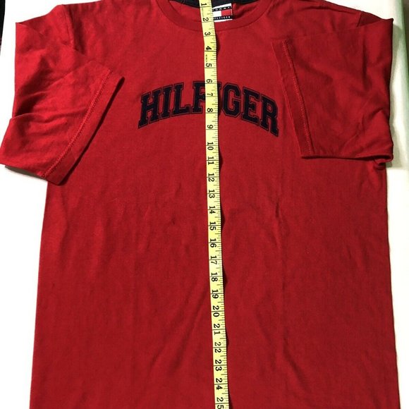 TOMMY HILFIGER SHIRT RED TEE SPELLOUT "HILFIGER" - Picture 4 of 7